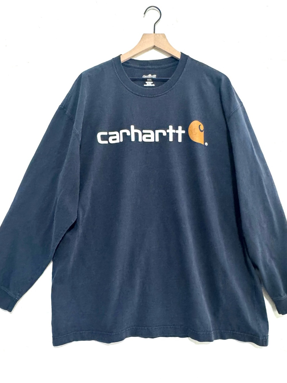 Carhartt Faded Navy Logo Long Sleeve Shirt 2XL